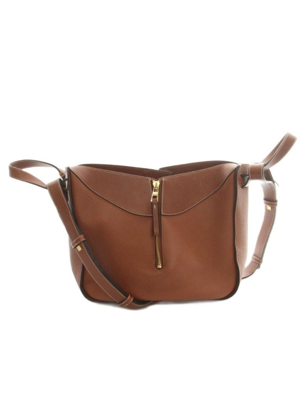 Loewe Hammock Bag 2-Way Hand Shoulder Leather Anagram Logo Solid Brown